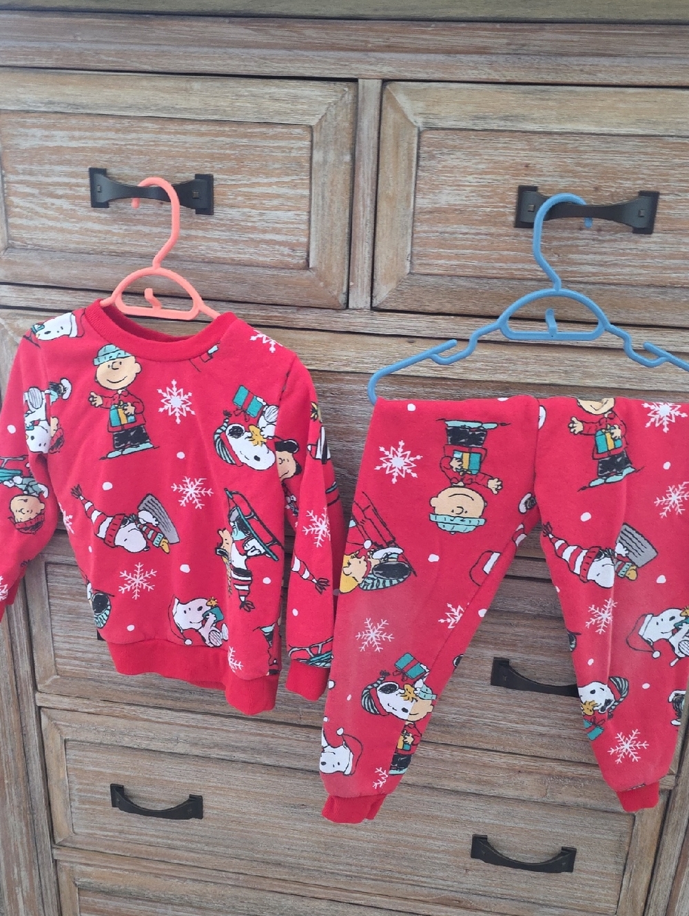 Peanuts Red Kids Holiday Pajama Set with Character Print